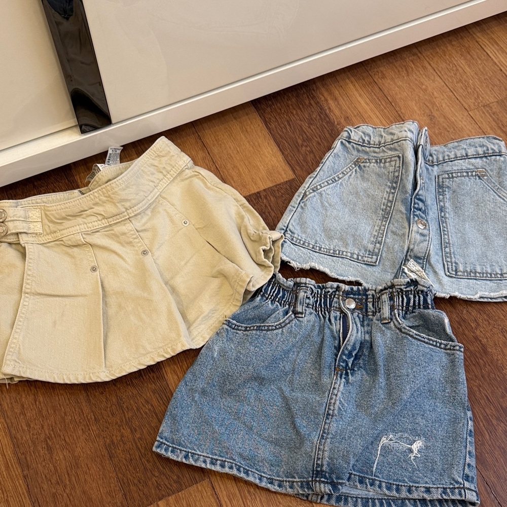 Zara Kids Skorts in Cream and Blue Denim